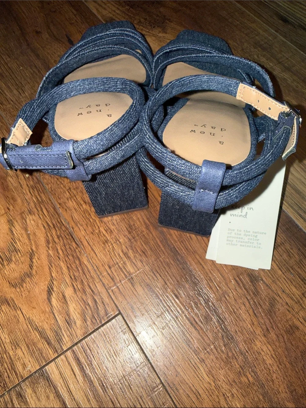 a new day Dark Blue Denim Block Heel Sandals